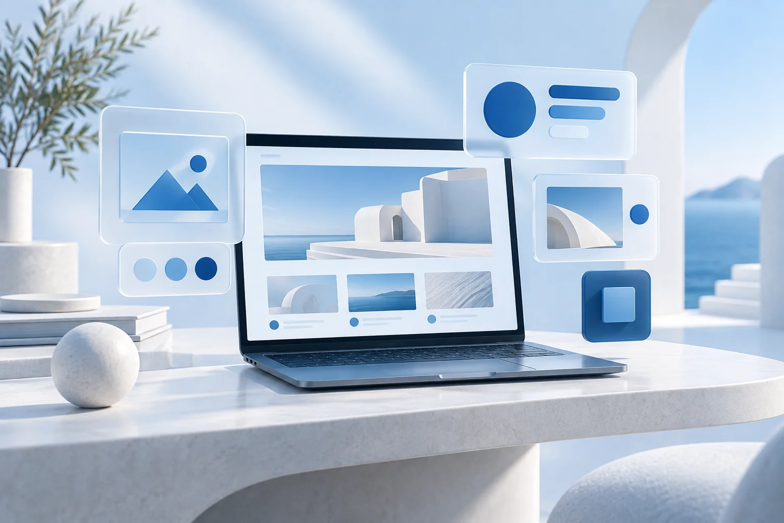 Illustration of building a website with interface components
